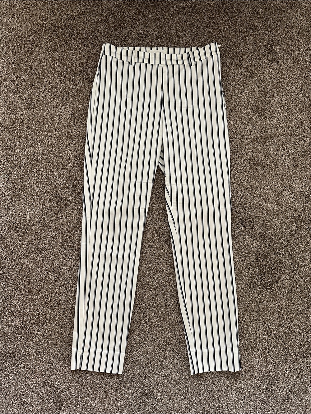 H&M White Pants with Black Pinstripes